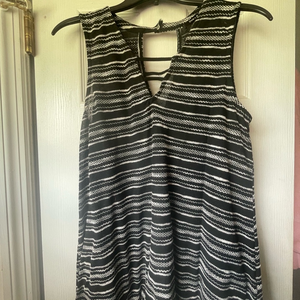 Black and White Striped Sleeveless Top